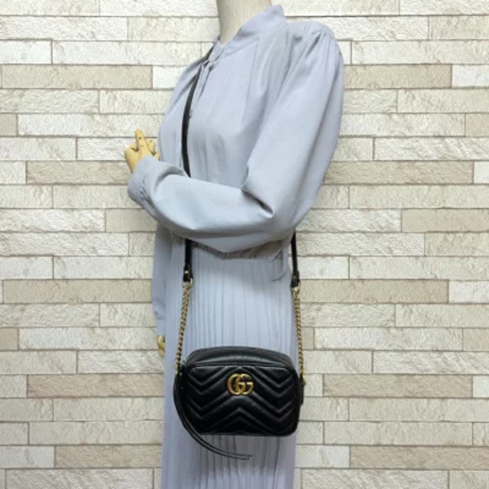 Gucci Black GG Marmont Leather Shoulder Bag